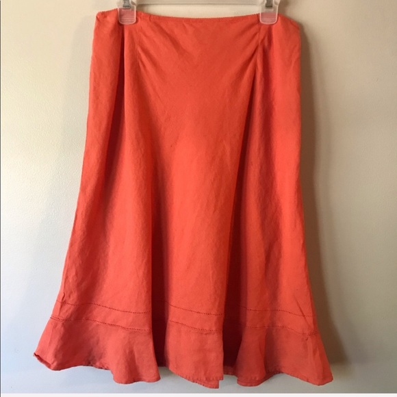 Talbots Dresses & Skirts - Talbots | Orange linen skirt with eyelet lace